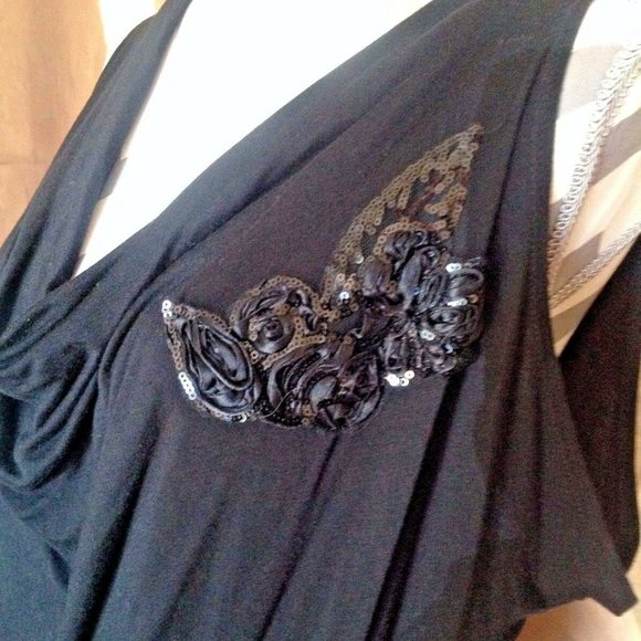 Beautiful! Lafiance ~ Black Beaded 95%Rayon Sleeveless Tunic Top Size ~ XL - Picture 6 of 7
